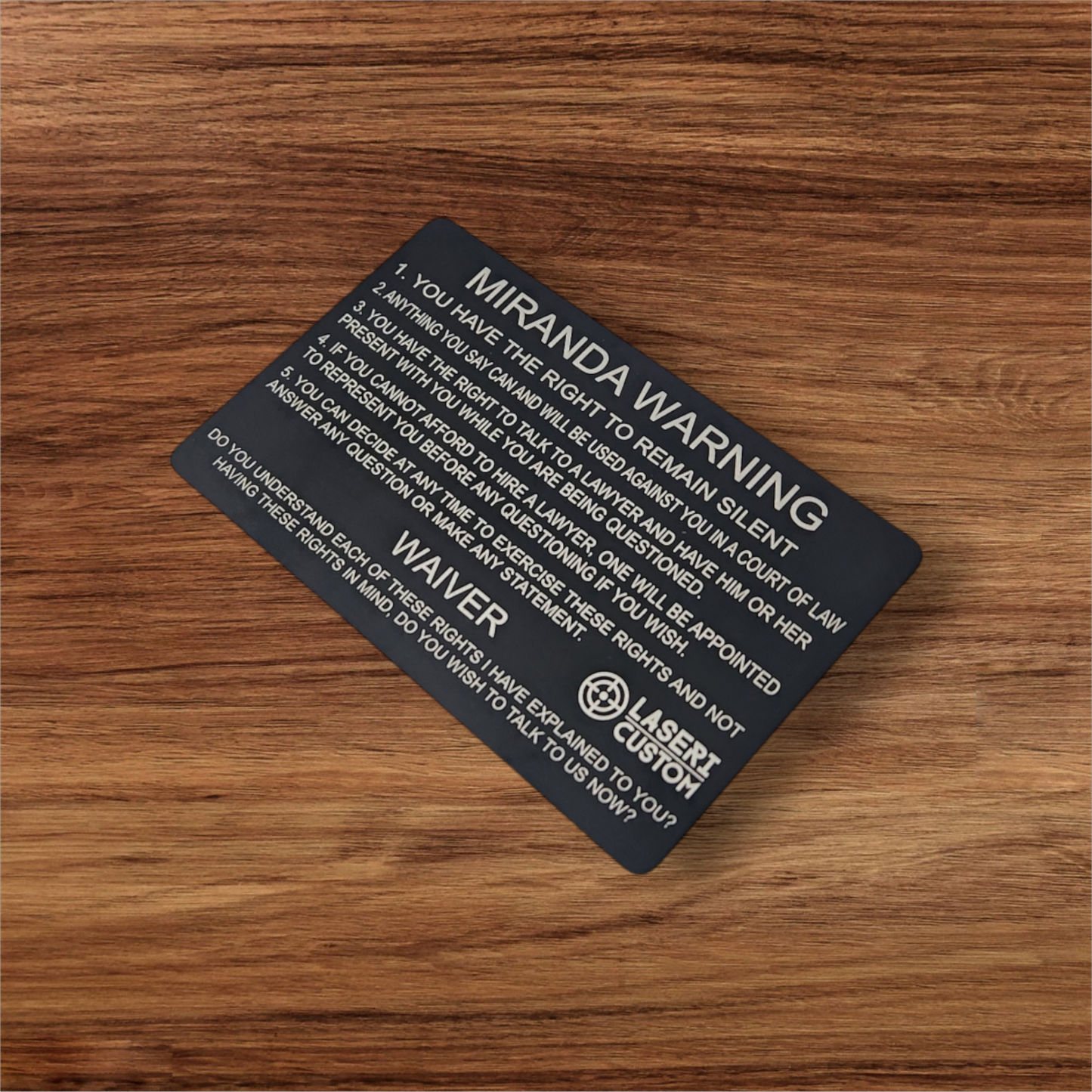 Metal Miranda Rights Cards