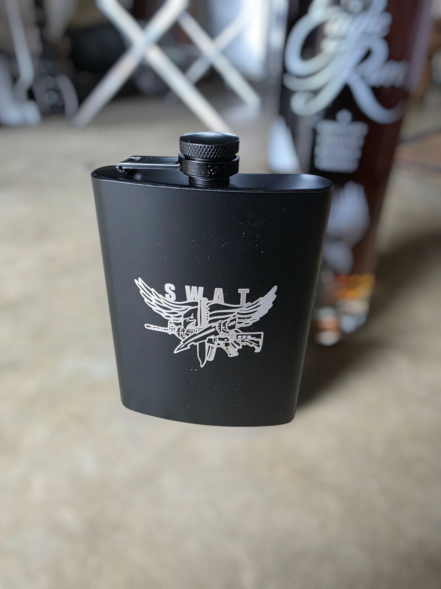 Laseri Custom SWAT Engraved Flask – 8oz Stainless Steel